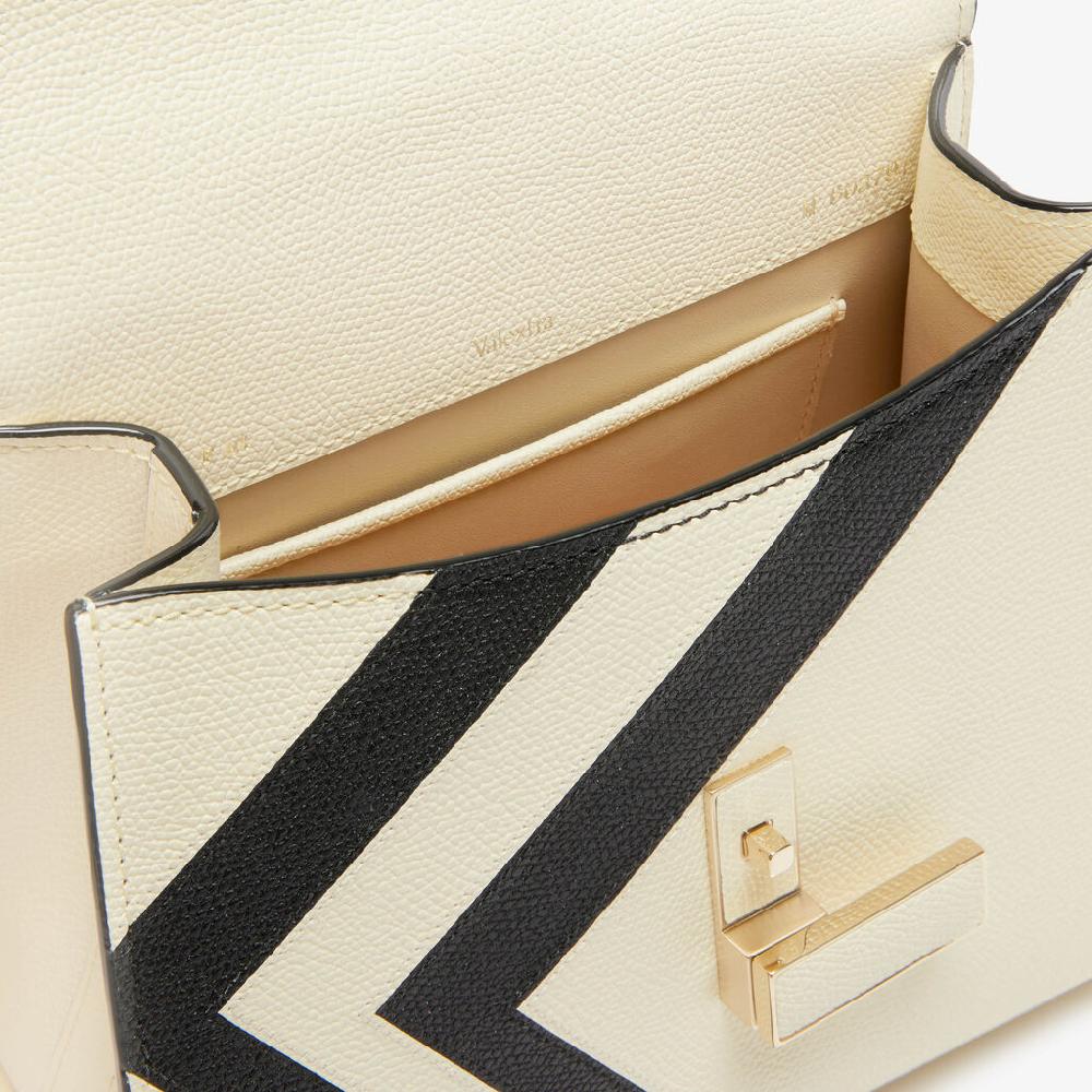 Valextra Borsa a mano Donna Pelle intarsia Bianca e Nera | Valextra Iside Moda