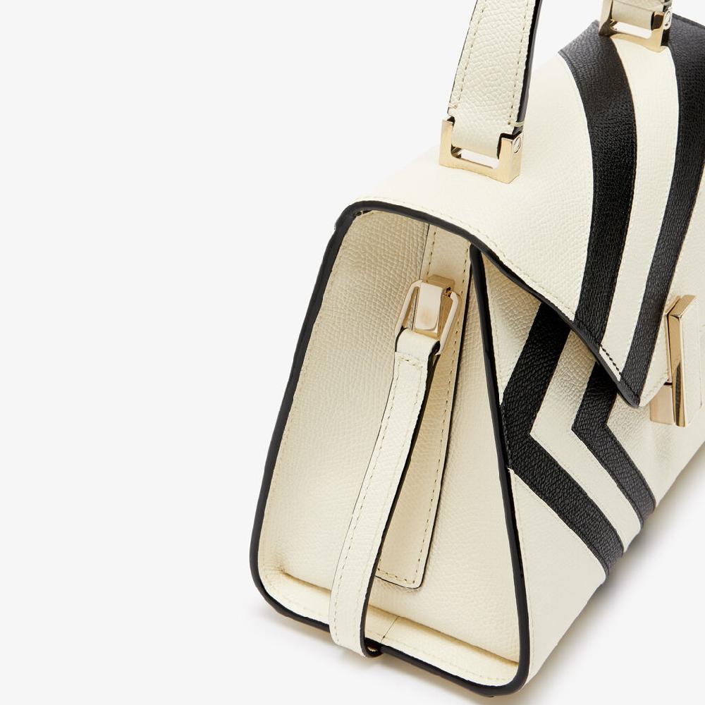 Valextra Borsa a mano Donna Pelle intarsia Bianca e Nera | Valextra Iside Moda
