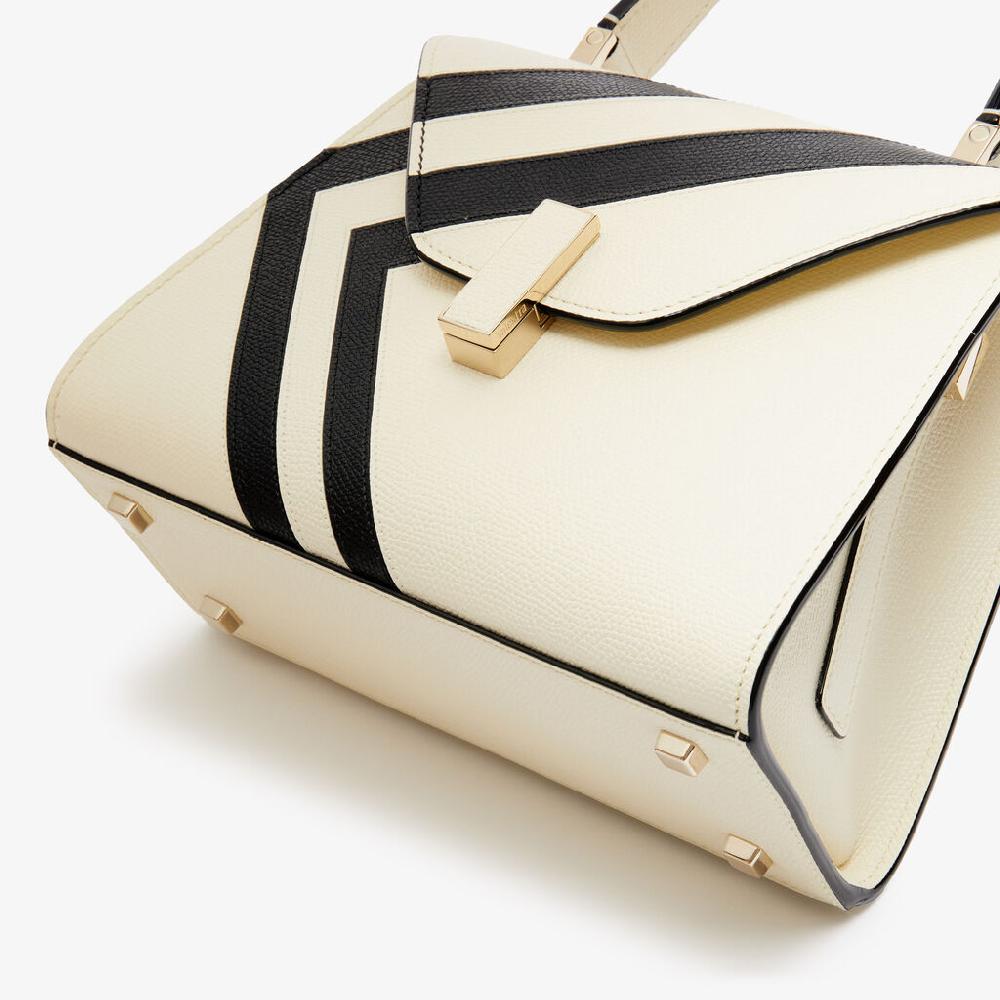 Valextra Borsa a mano Donna Pelle intarsia Bianca e Nera | Valextra Iside Moda