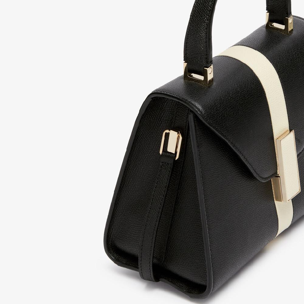 Valextra Borsetta a mano Donna Pelle intarsia Nera e Bianca | Valextra Iside Italy
