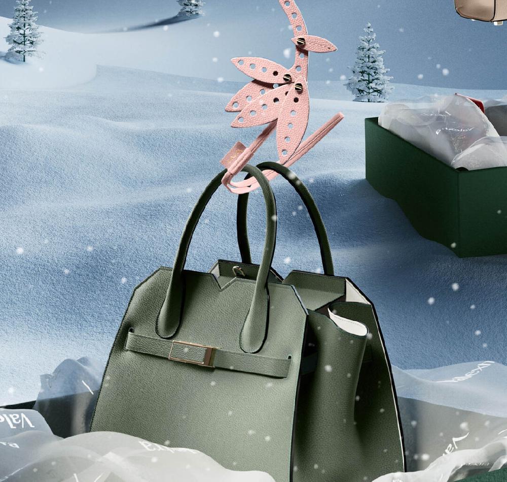 Valextra Borsa a Tracolla Milano Micro | Pelle di vitello Millepunte Soft | Verde Eucalipto | Valextra Nuovo