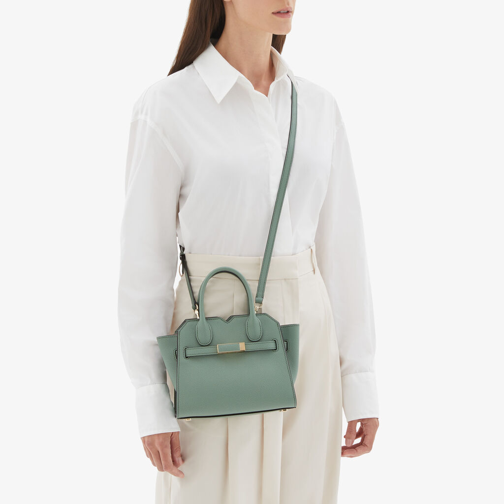 Valextra Borsa a Tracolla Milano Micro | Pelle di vitello Millepunte Soft | Verde Eucalipto | Valextra Nuovo