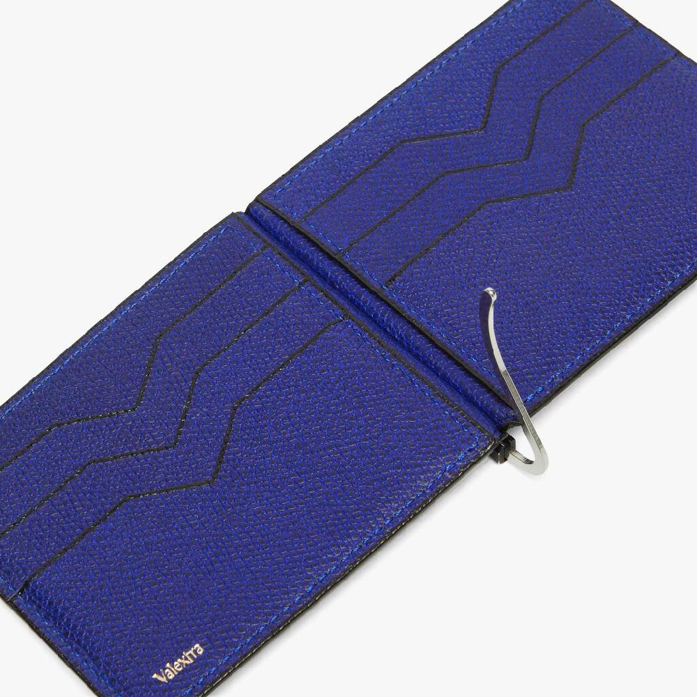 Valextra Portafoglio con fermasoldi in Pelle Blu | Valextra Qualità Garantita