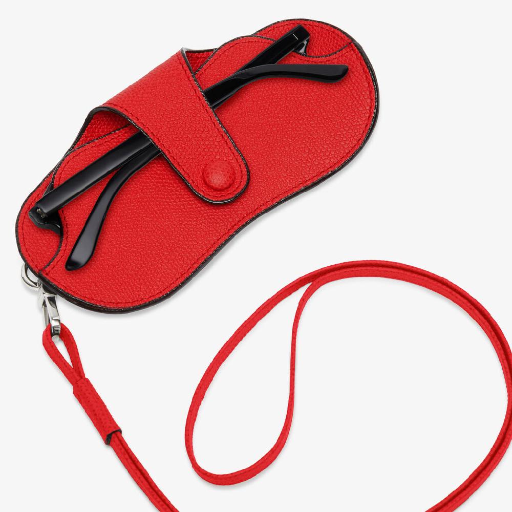 Valextra Porta occhiali da Donna con tracolla in Pelle Rossa | Valextra Acquista Ora