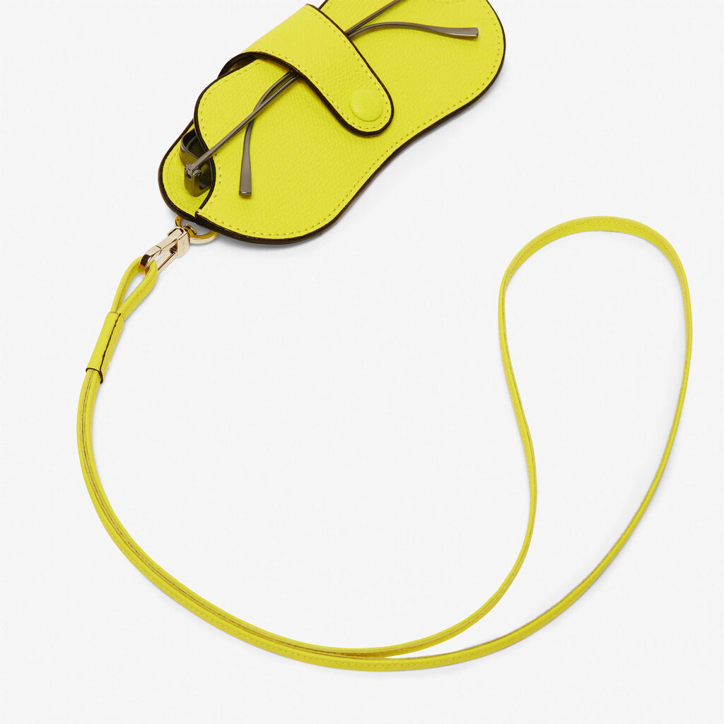 Valextra Custodia occhiali in Pelle Gialla Lime | Valextra Consegna Veloce