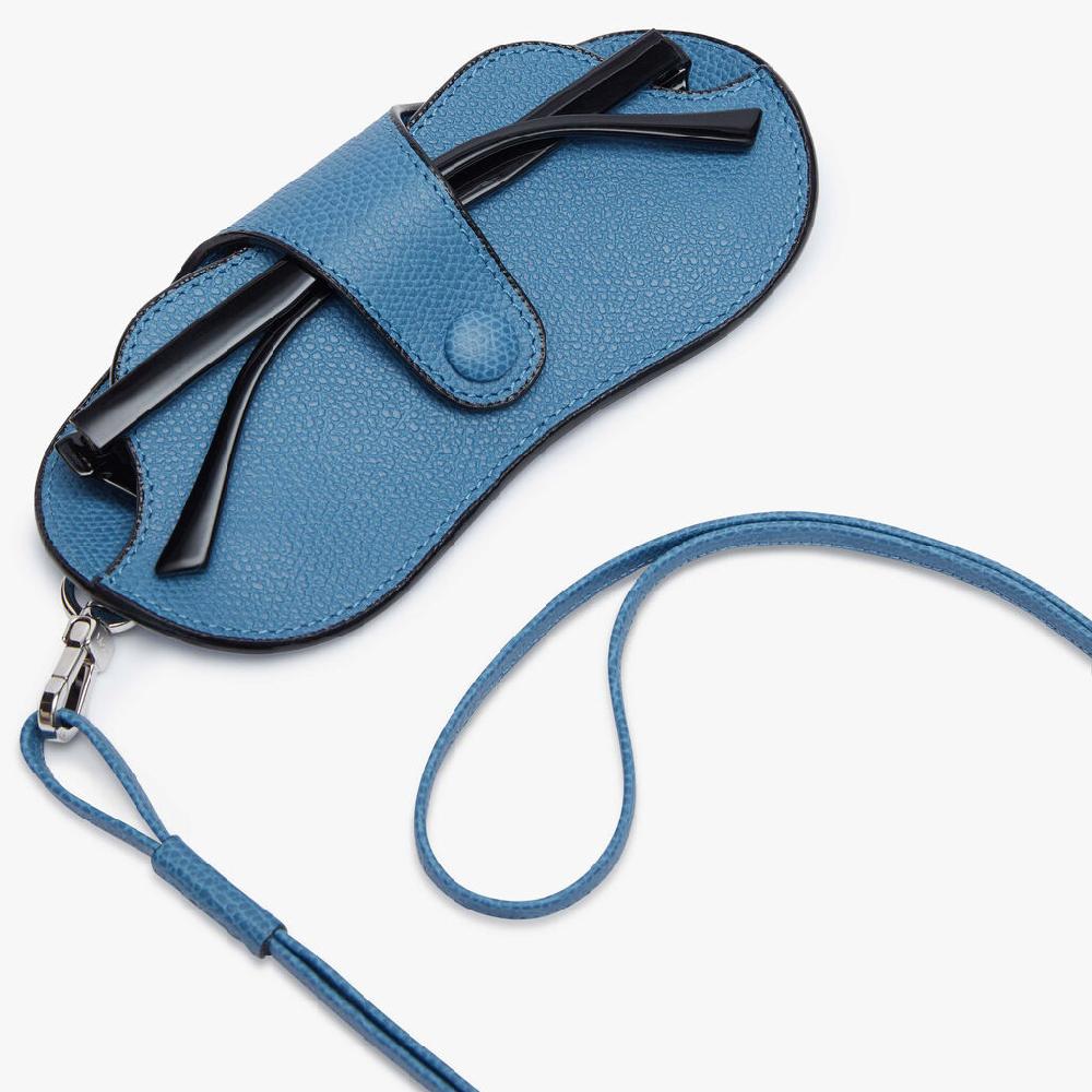 Valextra Custodia occhiali da Donna in Pelle Azzurra di Lusso | Valextra Promozione Limitata