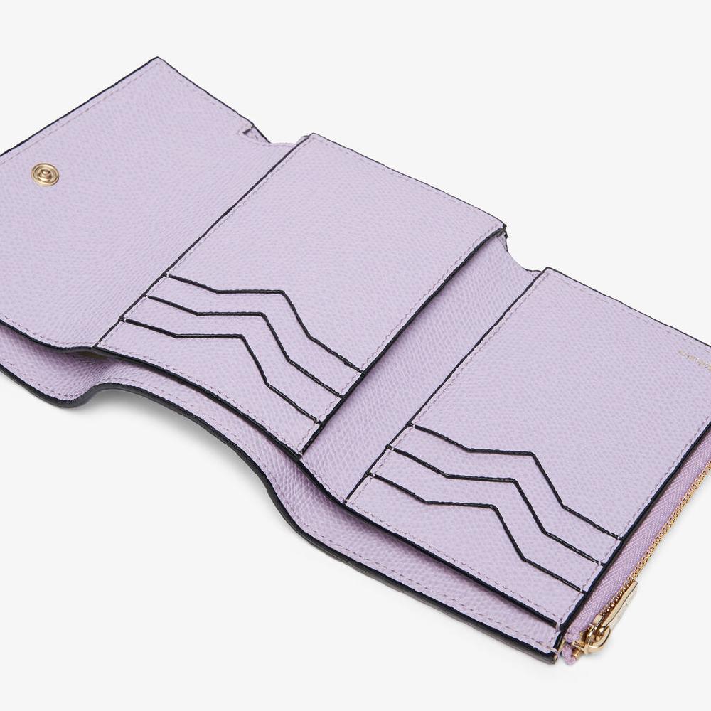 Valextra Portafoglio piccolo da Donna di Lusso in Pelle Lilla | Valextra Pocket Presa