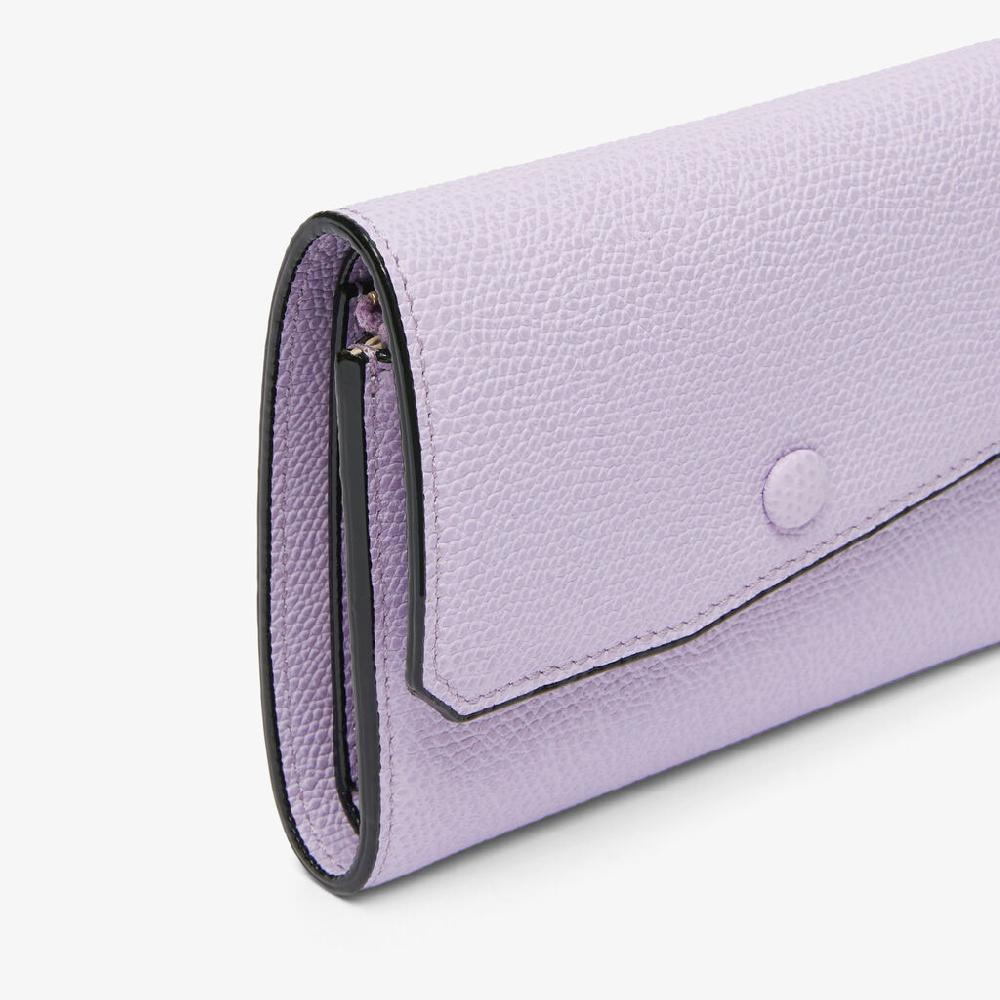 Valextra Portafoglio piccolo da Donna di Lusso in Pelle Lilla | Valextra Pocket Presa