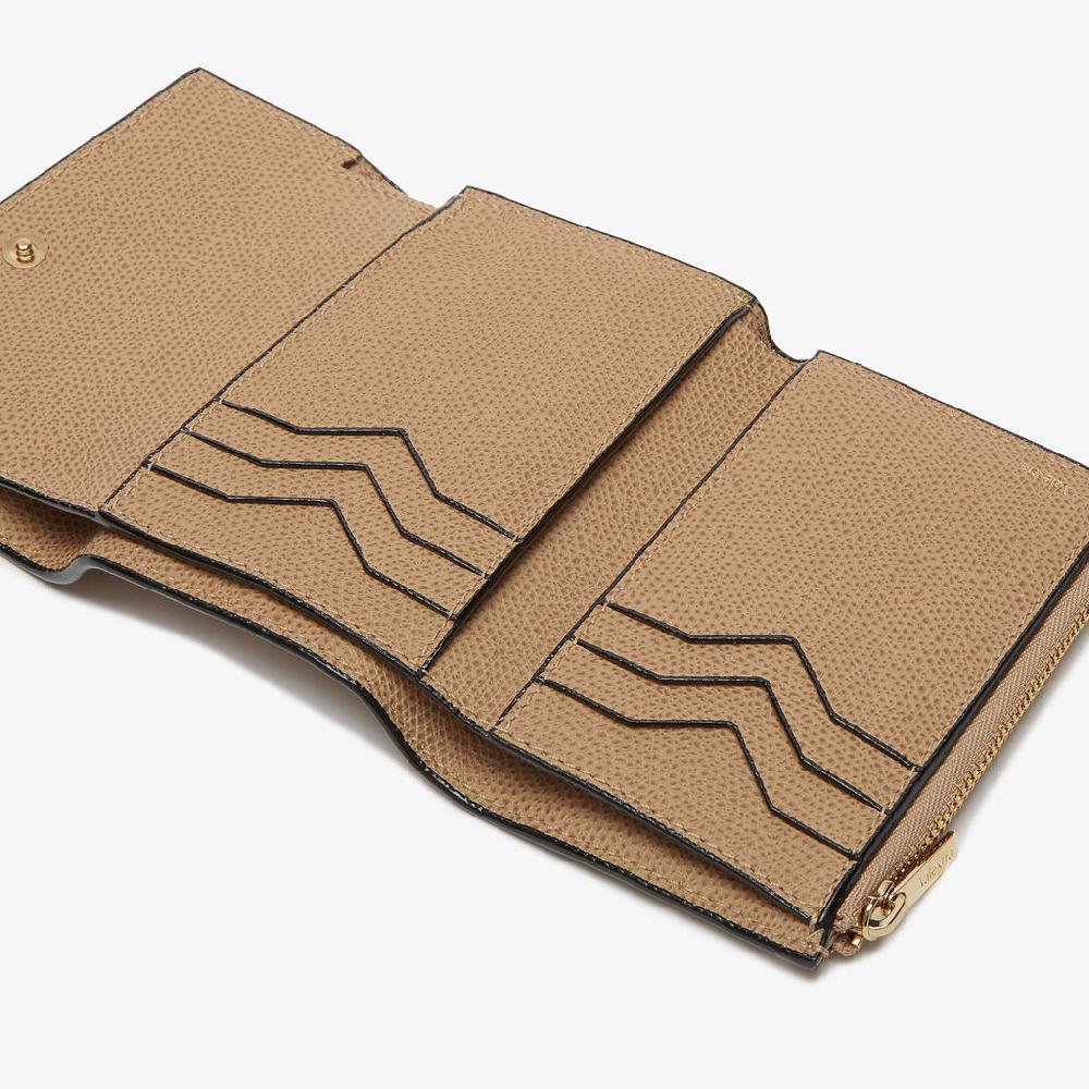 Valextra Portafoglio piccolo di Lusso in Pelle Beige | Valextra Pocket Offerta