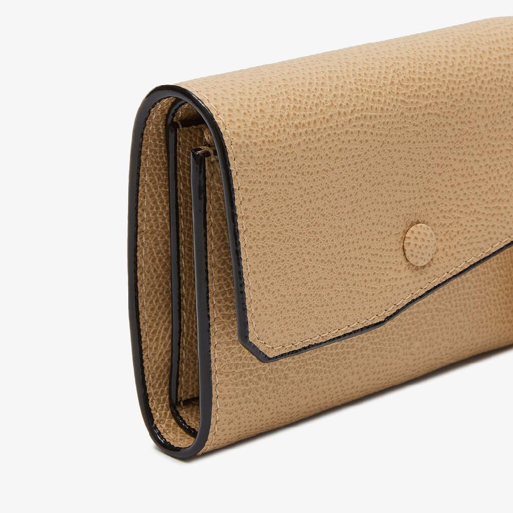 Valextra Portafoglio piccolo di Lusso in Pelle Beige | Valextra Pocket Offerta