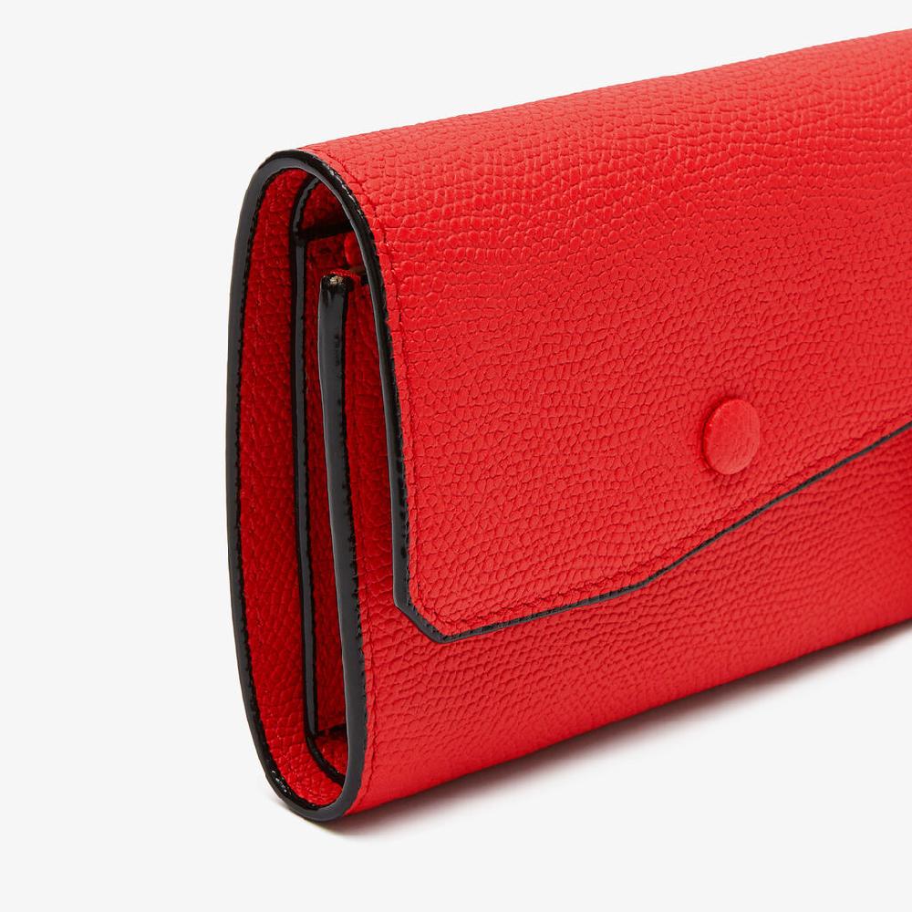 Valextra Portafoglio da Donna in Pelle Rossa cremisi | Valextra Pocket Economico
