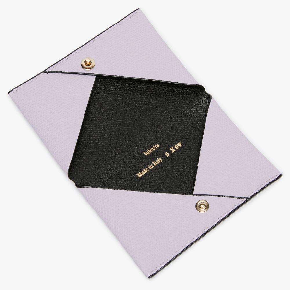 Valextra Porta carte con bottone da Donna in Pelle Rosa e Nera | Valextra Saldi Di Fabbrica
