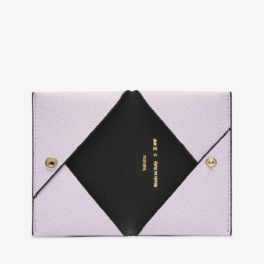Valextra Porta carte con bottone da Donna in Pelle Rosa e Nera | Valextra Saldi Di Fabbrica