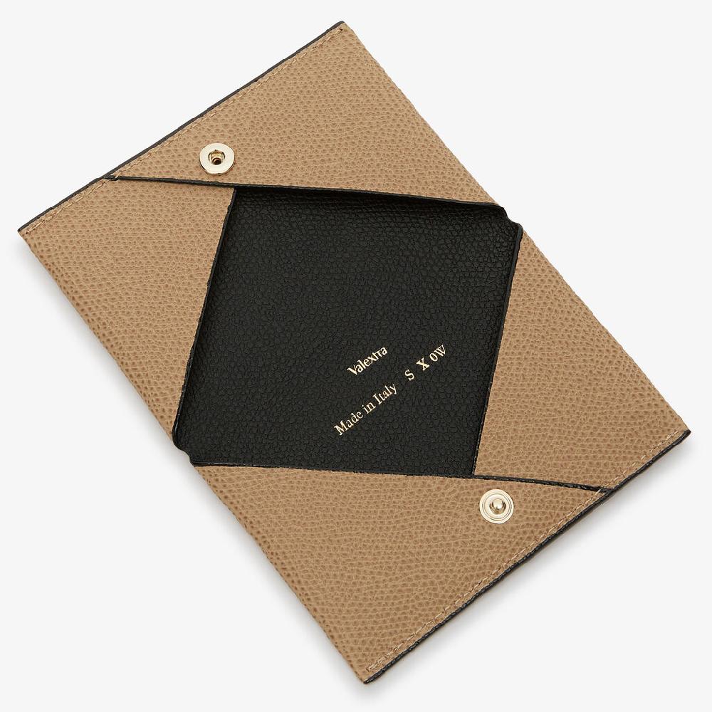 Valextra Porta carte piccolo di Lusso in Pelle Beige e Nera | Valextra Vendite Flash