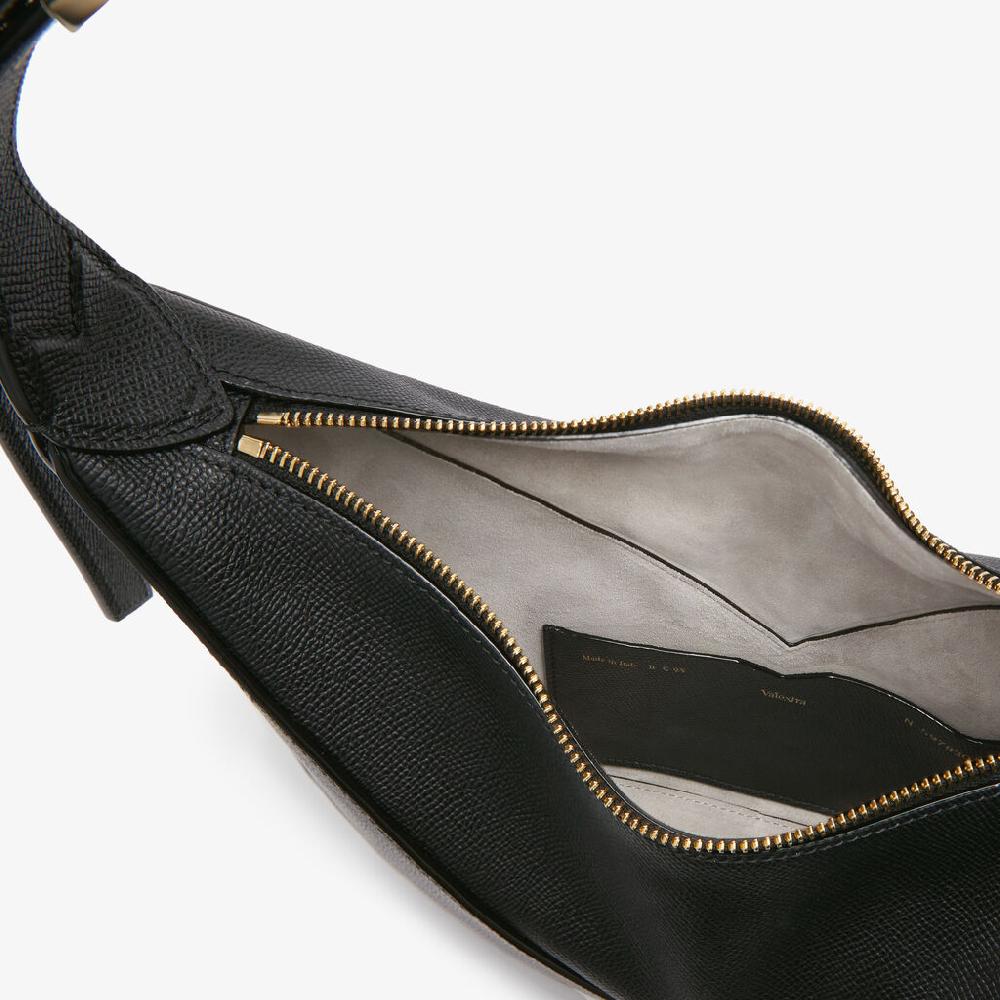 Valextra Borsa Hobo Vivi Mini | Pelle di vitello Millepunte Soft | Nero | Valextra Italia