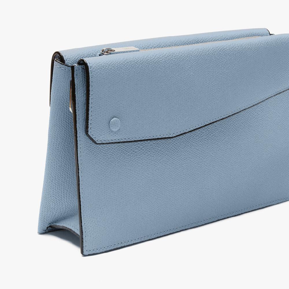 Valextra Borsa a tracolla da Uomo in Pelle Azzurra | Valextra Pocket In Linea
