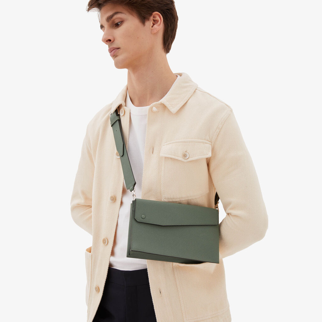 Valextra Borsa a tracolla da Uomo in Pelle Verde | Valextra Pocket Qualità