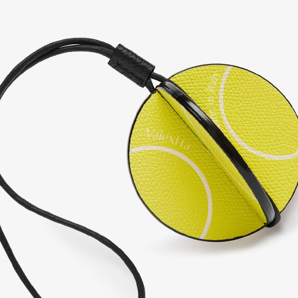 Valextra Charm palla da tennis Donna in Pelle Gialla e Nera | Valextra Spedizione Gratuita