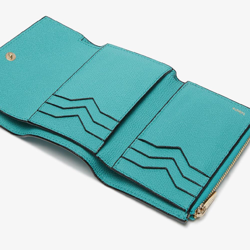 Valextra Portafoglio da Donna di Lusso in Pelle Azzurra | Valextra Pocket Soddisfazione Garantita