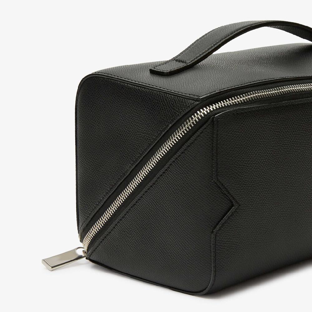 Valextra Beauty case da Uomo di Lusso in Pelle Nera | Valextra V-Line Consegna Veloce