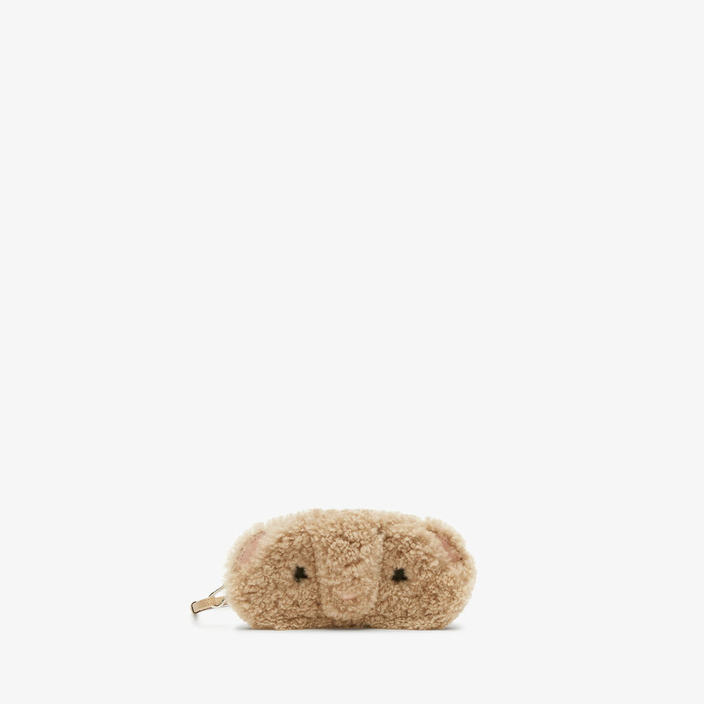 Valextra Custodia per occhiali Orso di Lusso in Shearling Beige
