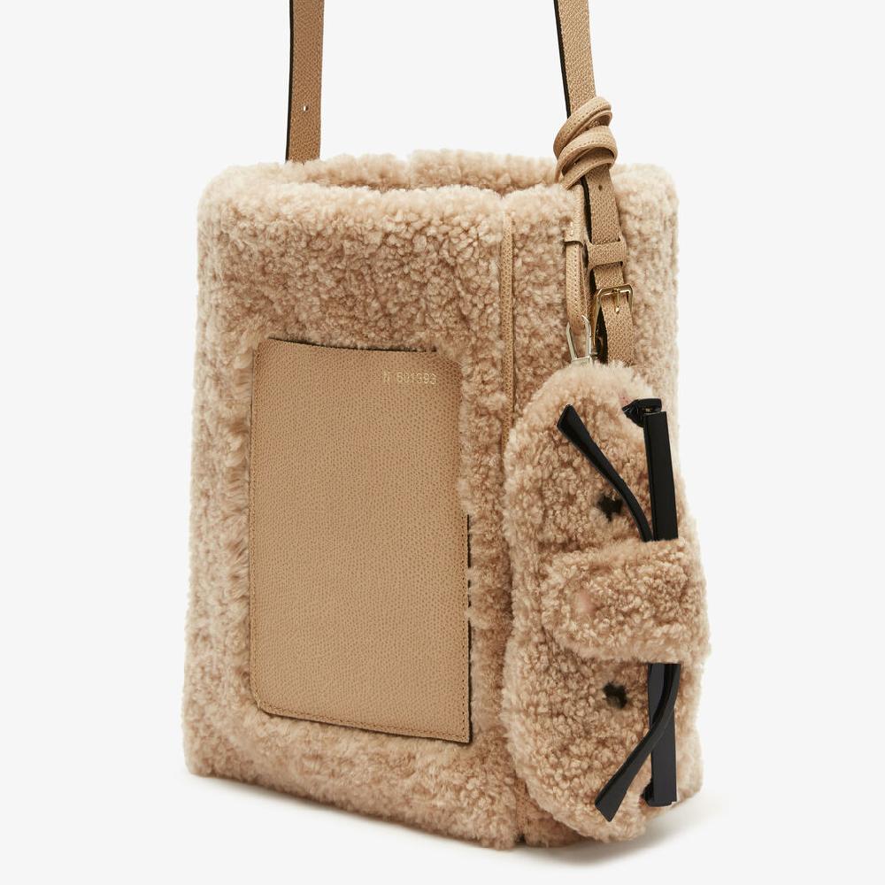 Valextra Custodia per occhiali Orso di Lusso in Shearling Beige Fino Al -60%
