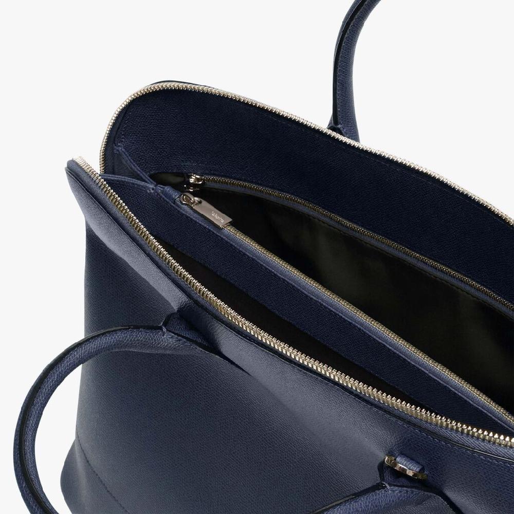 Valextra Borsa tote da ufficio in Pelle Blu | Valextra My Logo Shopping Online