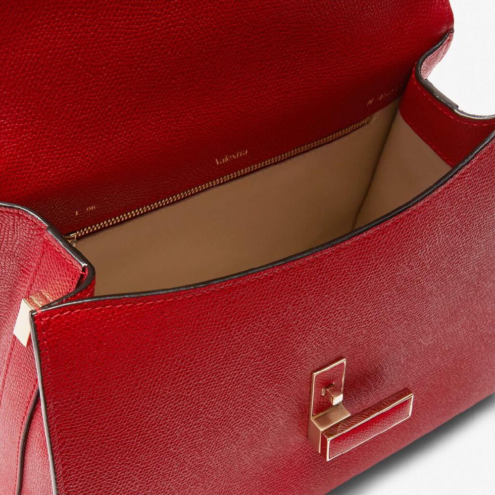 Valextra Valextra Iside: Borsa a mano Media in Pelle Rossa Presa