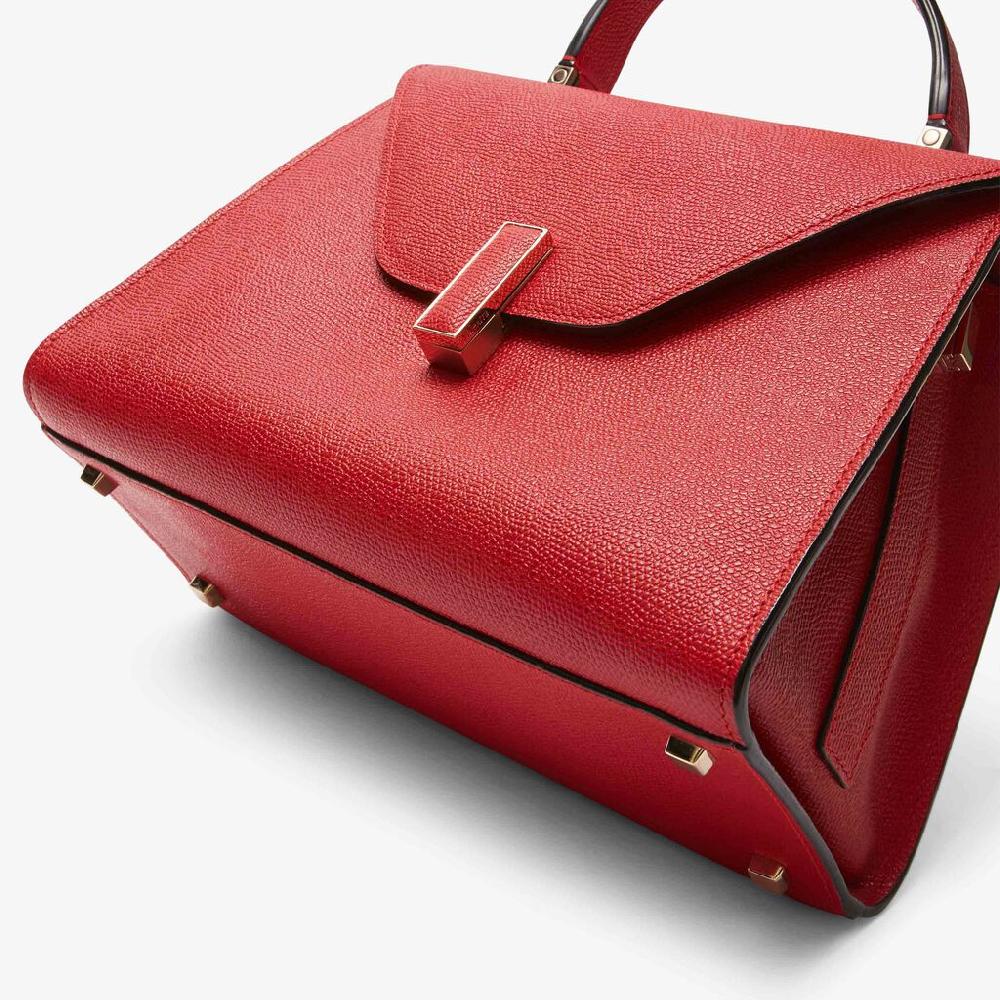 Valextra Valextra Iside: Borsa a mano Media in Pelle Rossa Presa