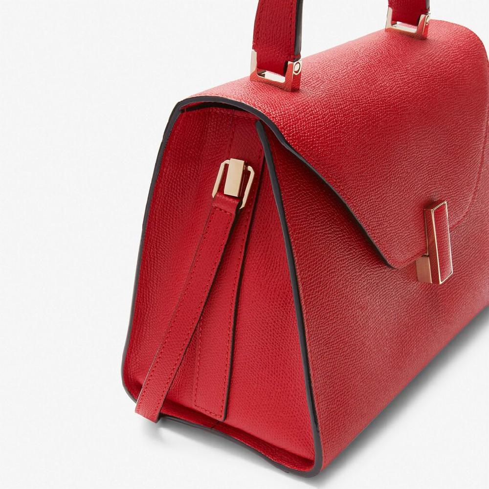 Valextra Valextra Iside: Borsa a mano Media in Pelle Rossa Presa