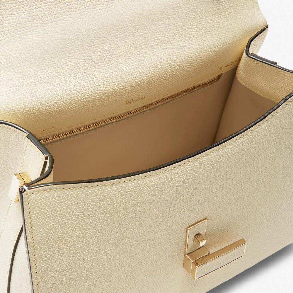 Valextra Valextra Iside: Borsa a mano Media in Pelle Bianca Sconto