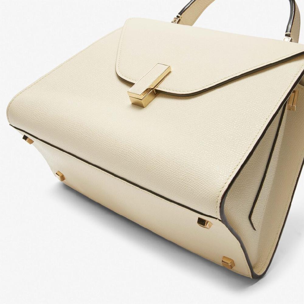 Valextra Valextra Iside: Borsa a mano Media in Pelle Bianca Sconto