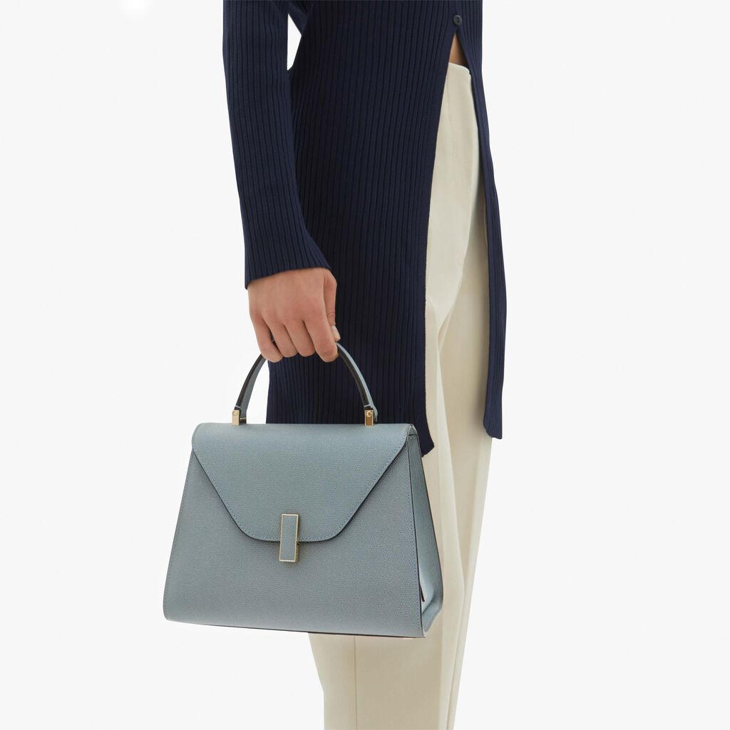 Valextra Valextra Iside: Borsa a mano Media in Pelle Blu Economico