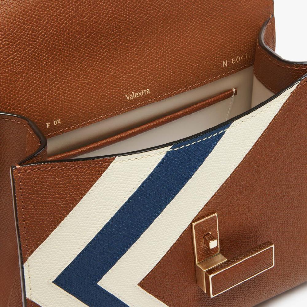 Valextra Borsetta da Donna Pelle intarsia Marrone e Bianca | Valextra Iside Online
