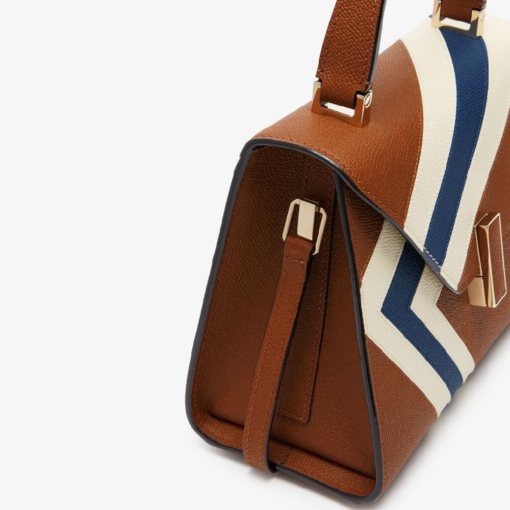 Valextra Borsetta da Donna Pelle intarsia Marrone e Bianca | Valextra Iside Online