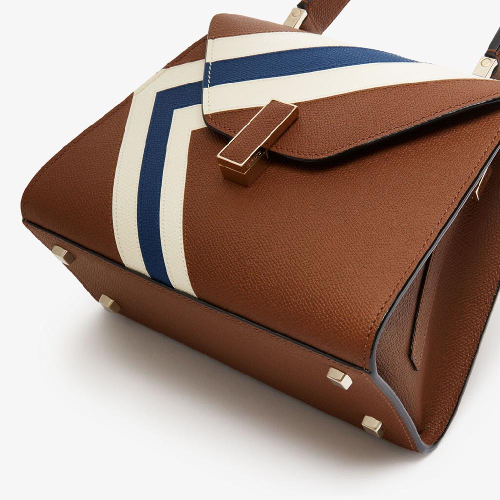 Valextra Borsetta da Donna Pelle intarsia Marrone e Bianca | Valextra Iside Online
