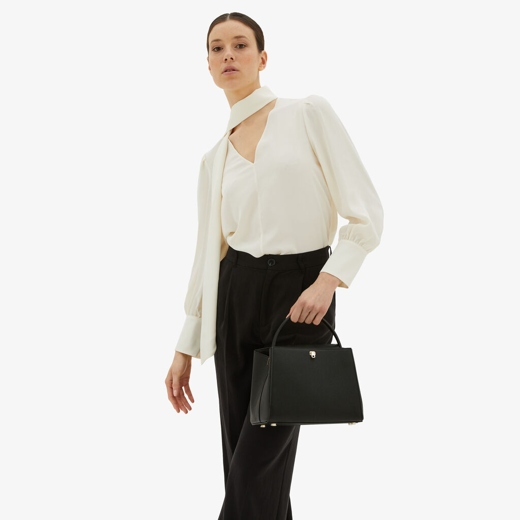 Valextra Borsa a mano da Donna in Pelle Nera | Valextra Brera Saldi Di Fabbrica