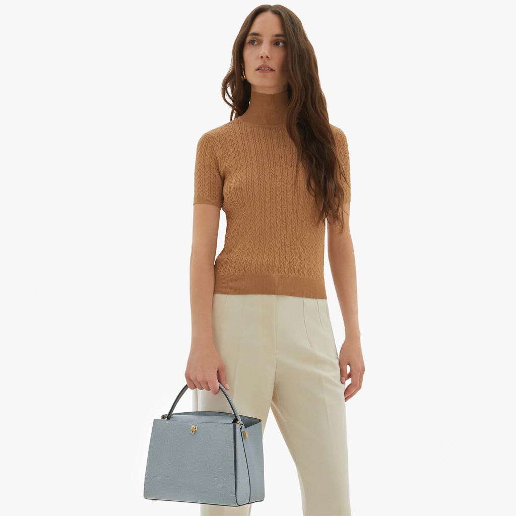 Valextra Valextra Brera: Borsa a mano Media in Pelle Blu Negozio