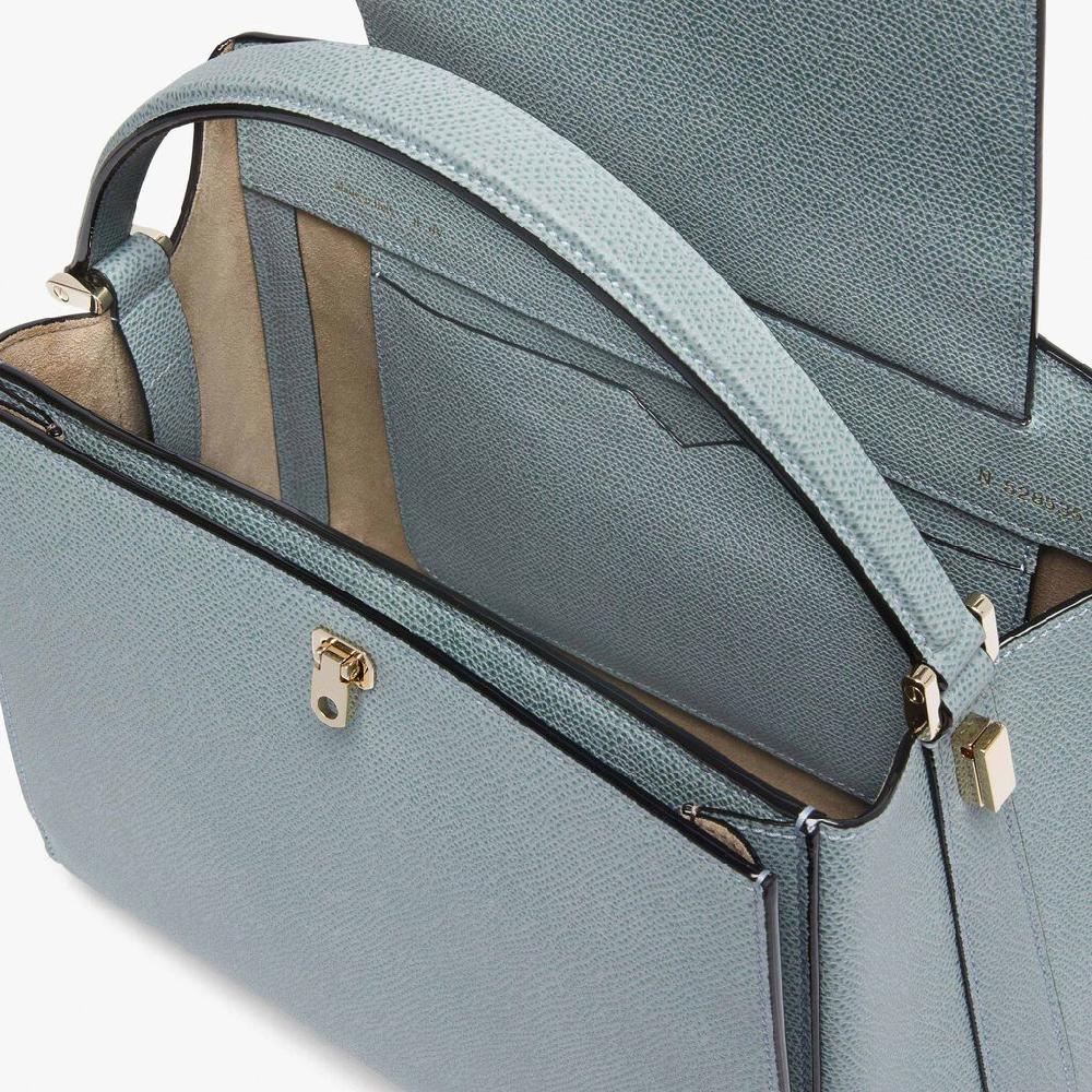 Valextra Valextra Brera: Borsa a mano Media in Pelle Blu Negozio