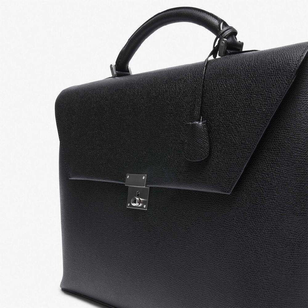 Valextra Valextra Avietta: Borsa business Media in Pelle Nera In Saldo