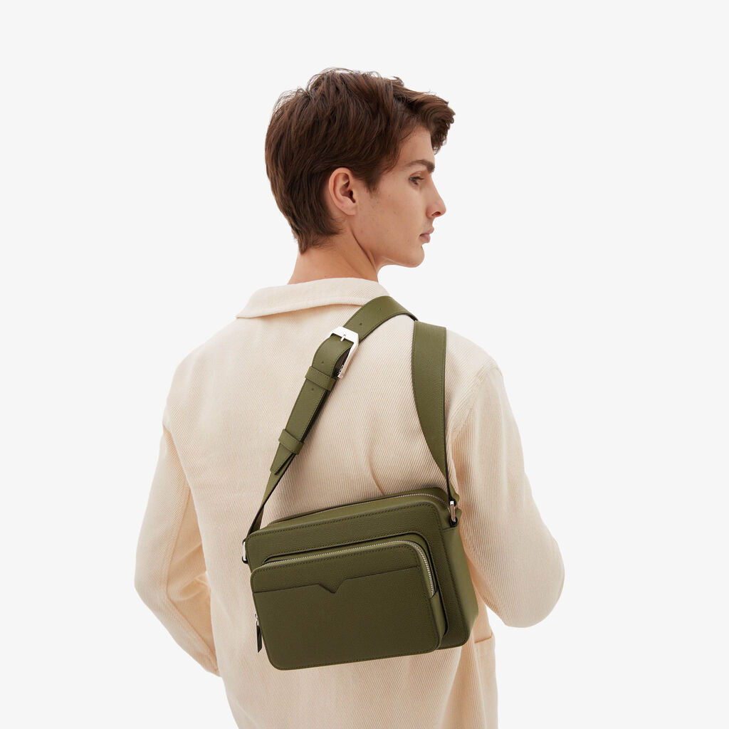Valextra Borsa a tracolla da Uomo Verde Militare | Valextra V-Line Promozione