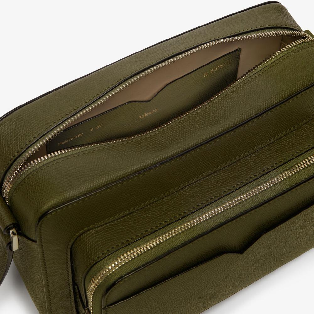 Valextra Borsa a tracolla da Uomo Verde Militare | Valextra V-Line Promozione