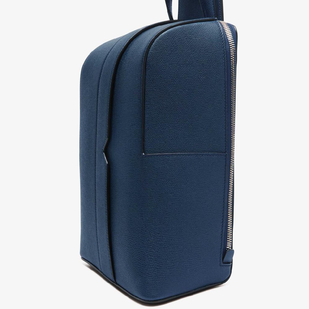 Valextra Zaino monospalla Uomo di Lusso in Pelle Blu | Valextra V-Line Spedizione Gratuita
