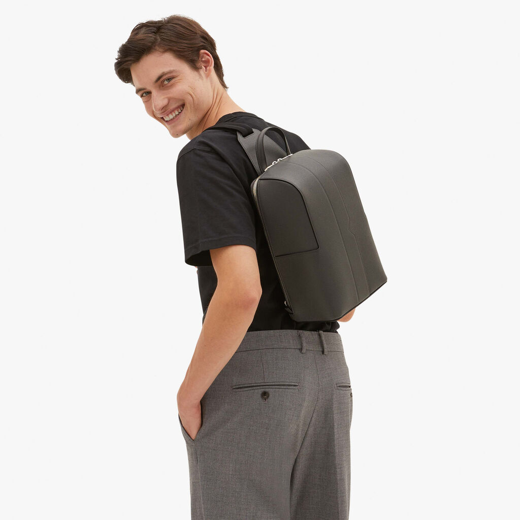 Valextra Zaino monospalla elegante in Pelle Grigia | Valextra V-Line Pezzi Unici