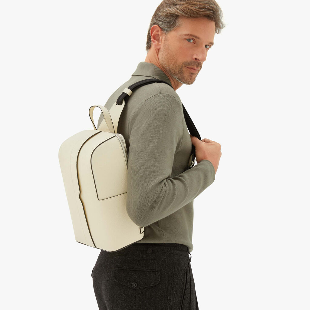 Valextra Valextra V-Line: Zaino monospalla in Pelle Bianca Soddisfazione Garantita