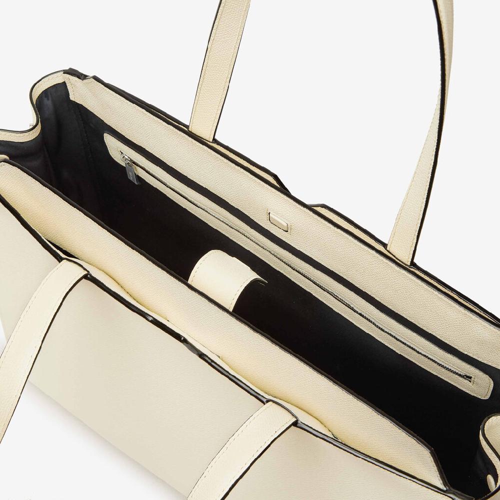 Valextra Shopping bag orizzontale da Uomo in Pelle Bianca | Valextra V-Line Promozione Limitata