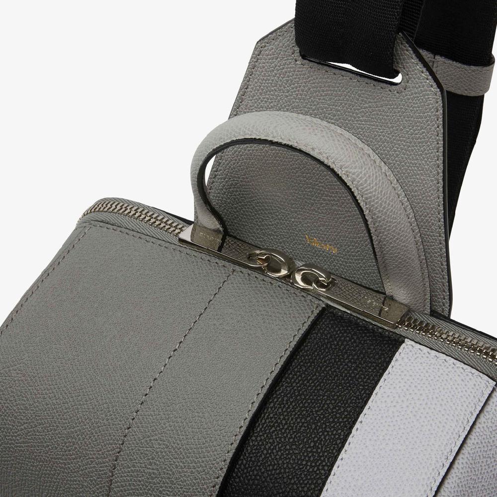 Valextra Zaino da Uomo di Lusso in pelle Grigia e Nera | Valextra V-Line Shopping Online