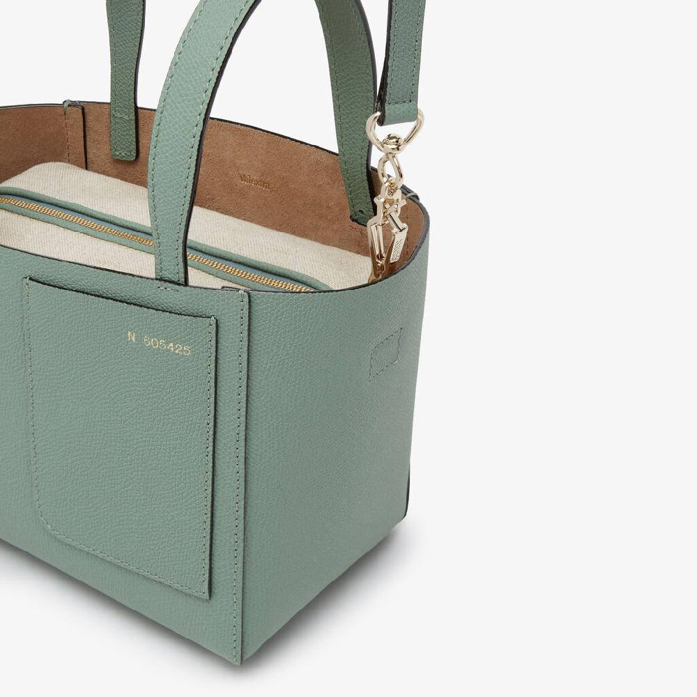 Valextra Borsa a Secchiello Soft Micro | Pelle di vitello Millepunte | Verde Eucalipto | Valextra Saldi Di Fabbrica