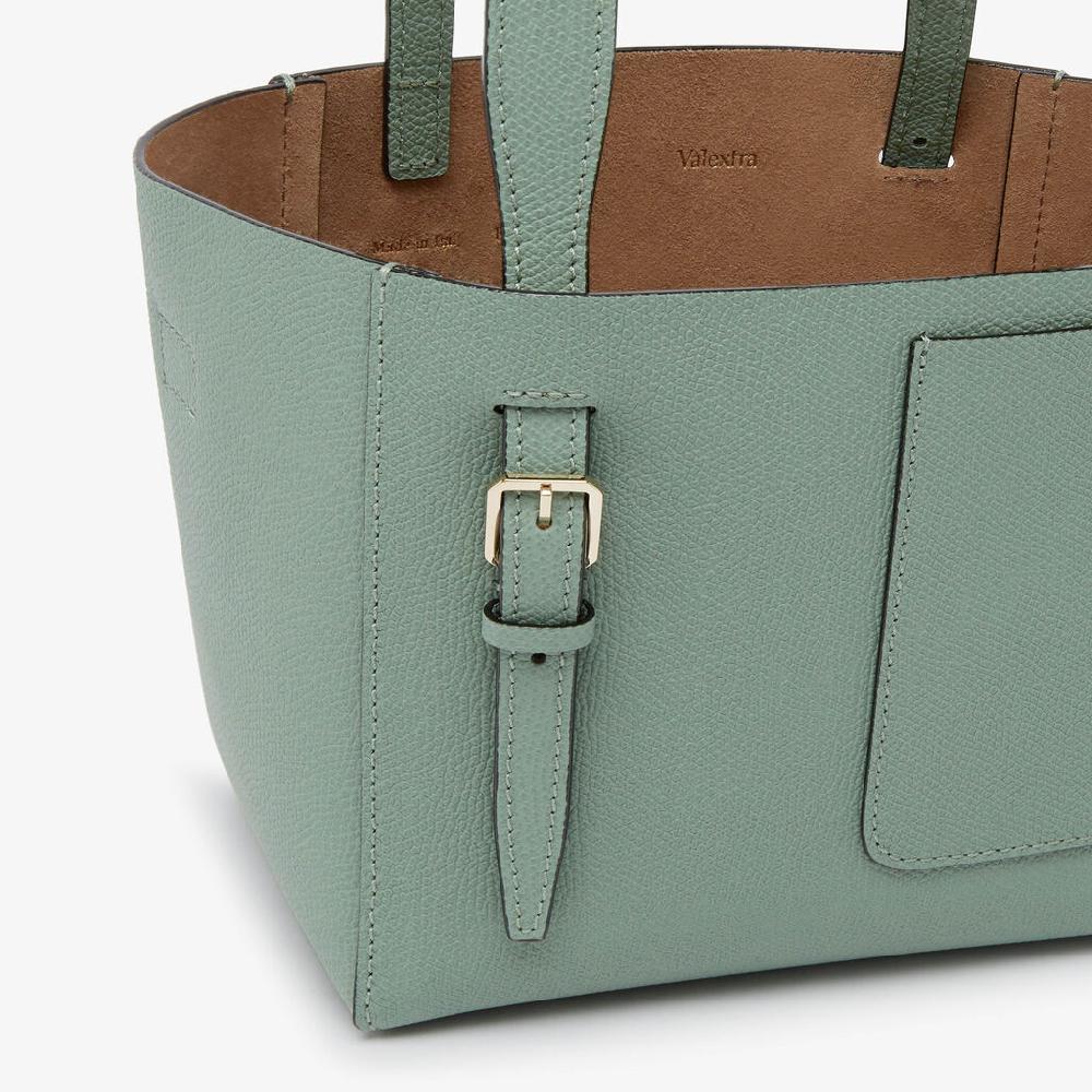 Valextra Borsa a Secchiello Soft Micro | Pelle di vitello Millepunte | Verde Eucalipto | Valextra Saldi Di Fabbrica