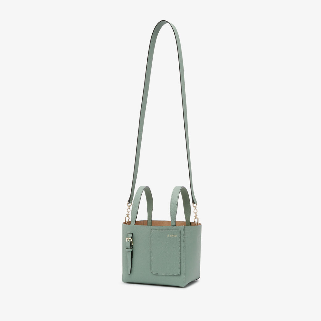 Valextra Borsa a Secchiello Soft Micro | Pelle di vitello Millepunte | Verde Eucalipto | Valextra Saldi Di Fabbrica